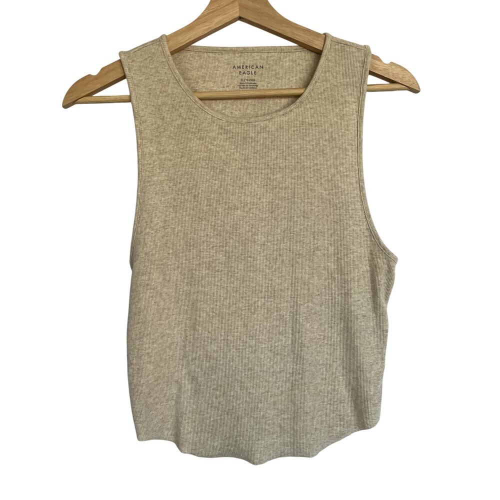 American Eagle sandy tan sleeveless tank top ribbed design women's size XL